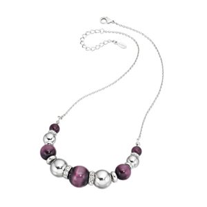 Fiorelli Silver and Catseye Purple Ball Necklace