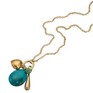 Fiorelli Turquoise Stone Drop Gold-Tone Necklace