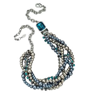 N-FIOR-58 Fiorelli Multi Strand Pearl and Blue Stone Necklace