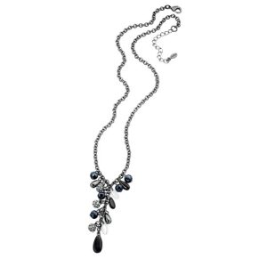 N-FIOR-92 Fiorelli Midnight Blue and Gunmetal Y Drop Necklace