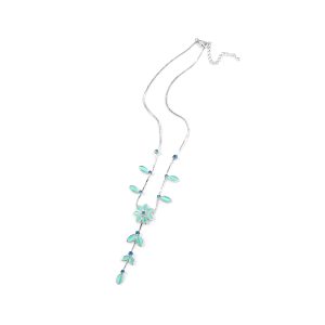 N-RH-10 Rodney Holman Flower Y Drop Necklace - Baby Blue