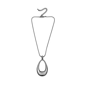 N-RH-21 Rodney Holman Chunky Gunmetal Teardrop Necklace - Make Me Beautiful - the clip on earrings specialists N-RH-21 Rodney Holman Chunky Gunmetal Teardrop Necklace