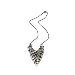 N-RH-25 Rodney Holman Flat Mini Disc Necklace - Aged Silver