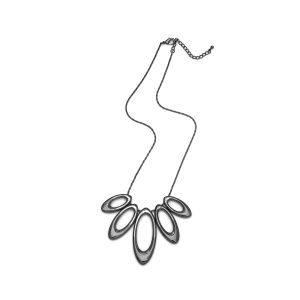 N-RH-27 Rodney Holman Multi Oval Gunmetal Necklace - Make Me Beautiful - the clip on earrings specialists N-RH-27 Rodney Holman Multi Oval Gunmetal Necklace
