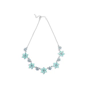 N-RH-32 Rodney Holman Diamante and Flower Necklace - Blue