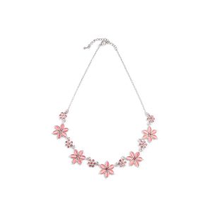 N-RH-33 Rodney Holman Diamante and Flower Necklace - Baby Pink