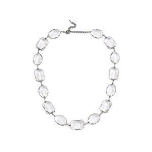 N-RH-4 Rodney Holman Crystal Square and Oval Necklace