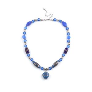 Look East Caramel Heart Necklace - Blue