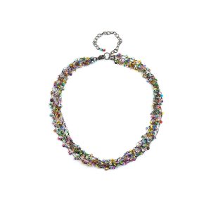 NL-LE-20 Look East Petite Multi Strand Dark Sequin Necklace