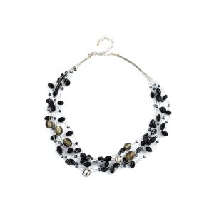 Look East Multi Layer Beaded Necklace - Black