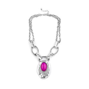 Look East Double Oval Necklace - Fuchsia