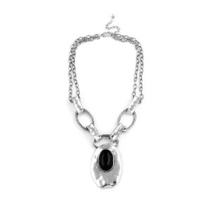 Look East Double Oval Necklace - Black