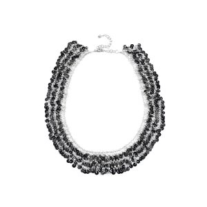 Look East Triple Layer Cascade Black Sequin Necklace
