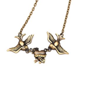 Birds of Peace Heart Charm Necklace