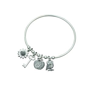 Fiorelli Owl Key Apple and Flower Charm Bangle