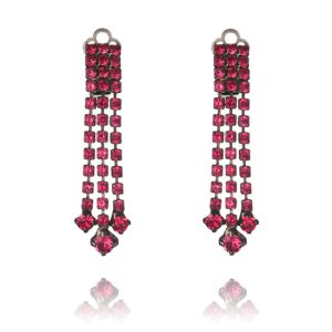 Diamonte Cascade Clip On Earrings - Fuschia/Gunmetal