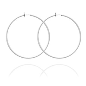 Sexy Spring Loaded Hoops - White 5cm - Make Me Beautiful - the clip on earrings specialists Sexy Spring Loaded Hoops - White 5cm
