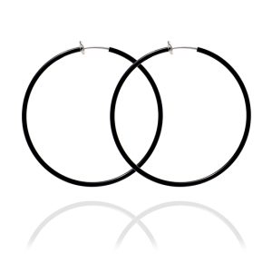 Sexy Spring Loaded Black Hoops - 6cm - Make Me Beautiful - the clip on earrings specialists Sexy Spring Loaded Black Hoops - 6cm