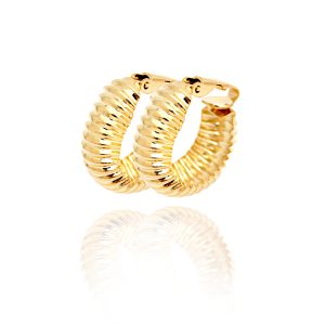 ERCL-MD-49 Gold Ruched Mini hoop Clip On Earrings - 2cm