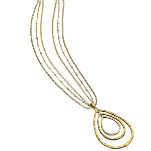 Fiorelli Gold Plated Hammered Triple Hoop Necklace
