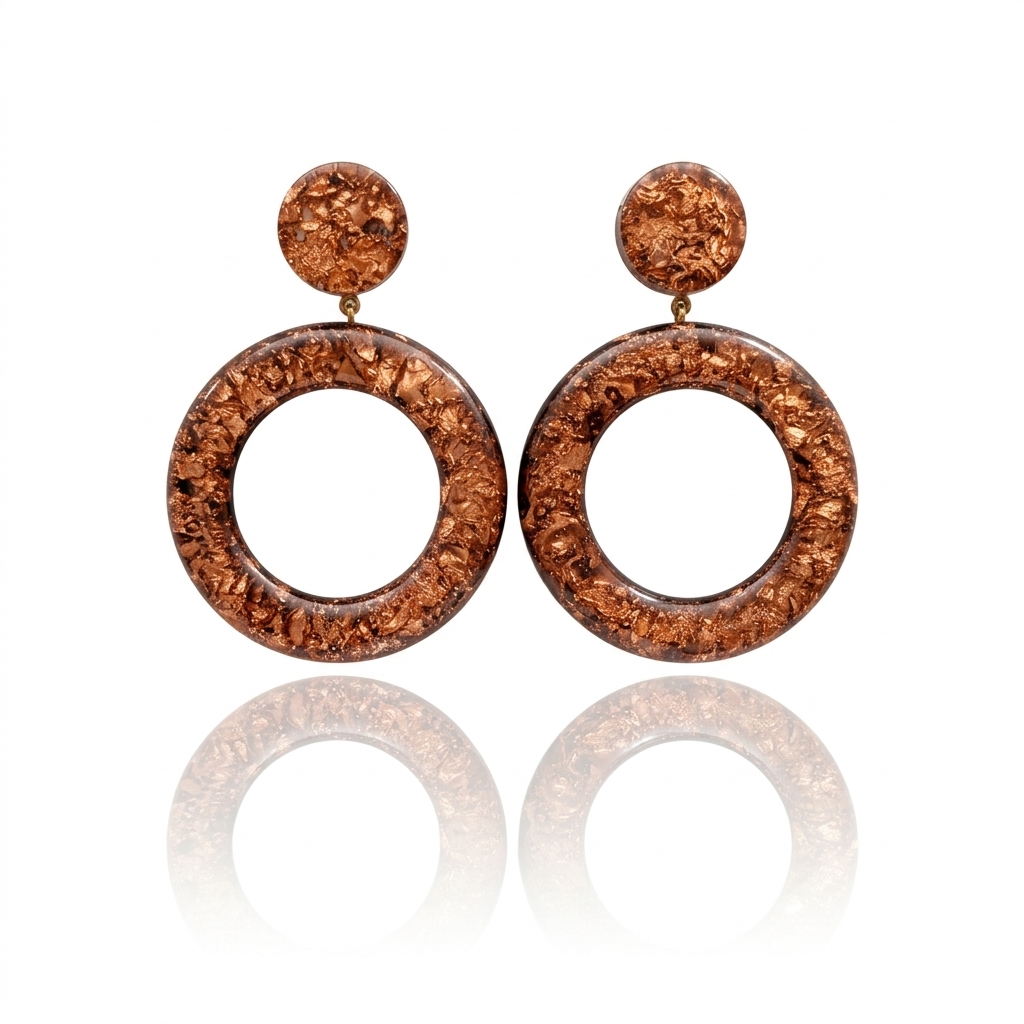 ERCL-DCM-16 De Mulieribus Claris Resin Art Hoop Clip On Earrings - Make Me Beautiful - the clip on earrings specialists De Mulieribus Claris Resin Art Hoop Clip On Earrings