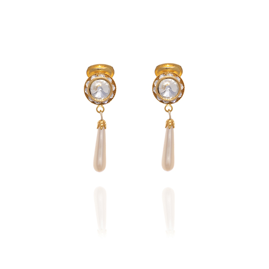 Crystal Over Pearl Drop Clip On Earrings - Make Me Beautiful - the clip on earrings specialists Crystal Over Pearl Drop Clip On Earrings