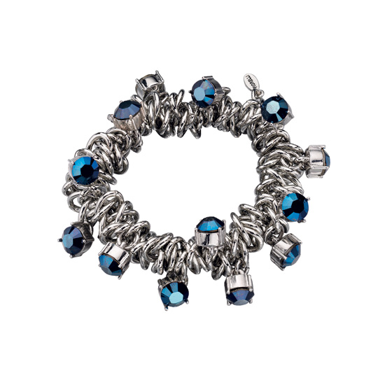 Fiorelli Silver Ring Elasticated Bracelet with Midnight Blue Stones - Make Me Beautiful - the clip on earrings specialists Fiorelli Silver Ring Elasticated Bracelet with Midnight Blue Stones
