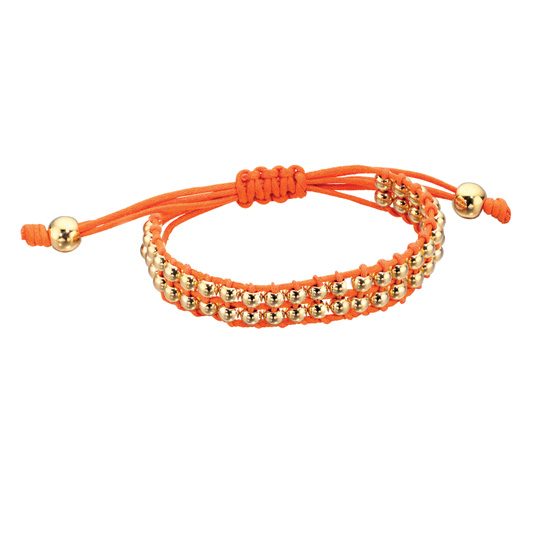 Fiorelli Orange Woven Gold Beaded Friendship Bracelet - Make Me Beautiful - the clip on earrings specialists Fiorelli Orange Woven Gold Beaded Friendship Bracelet