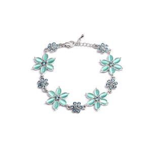 Rodney Holman Diamante and Flower Bracelet - Baby Blue