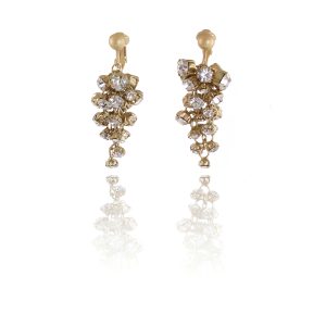 ERCL-AD-32 Adele Marie Gold Crystal Cascade Clip On Earrings