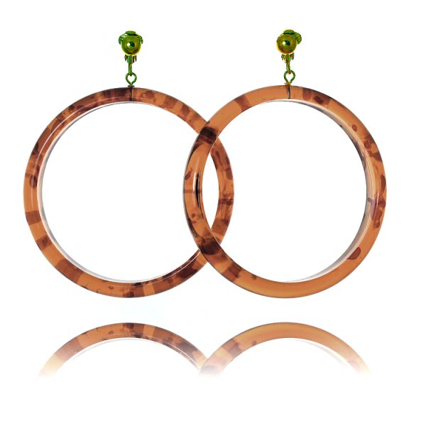 ERCL-AMB-200 Accessories Tortoise Shell Hoop Clip On Earrings