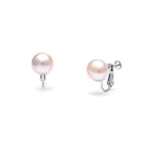 Freshwater Pearl Screw On Earrings - 13mm Pink
