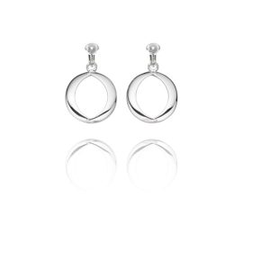 ERCL-BG-48 Basics Silver Plated Cut Out Disc Clip On Earrings