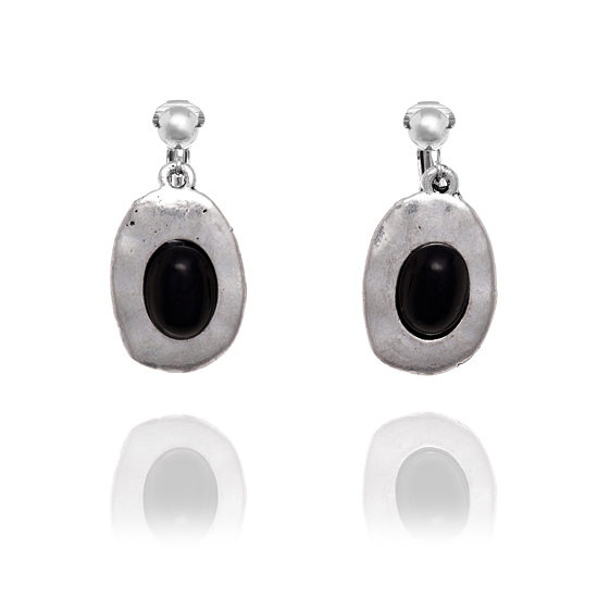 Look East Double Oval Clip On Earrings - Black - Make Me Beautiful - the clip on earrings specialists Look East Double Oval Clip On Earrings - Black