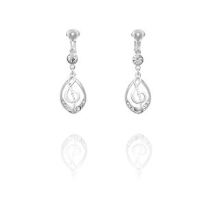 Glamorous Diamante and Treble Clef Clip On Earrings