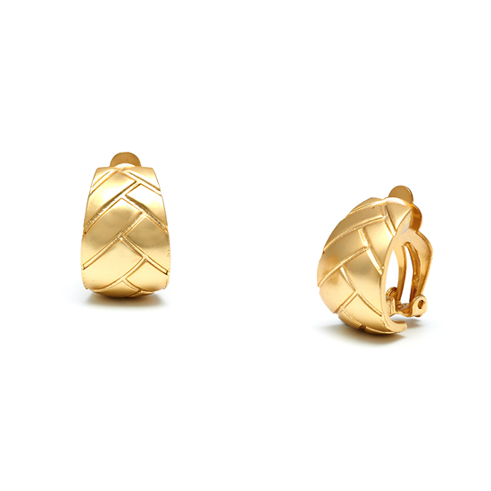Rodney Holman Woven Detailed Half Hoop Clip On Earrings - Gold - Make Me Beautiful - the clip on earrings specialists Rodney Holman Woven Detailed Half Hoop Clip On Earrings - Gold