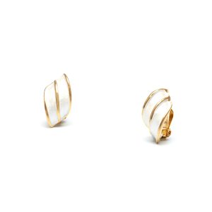 Rodney Holman 18ct Gold Plated Wing Clip On Earrings - White