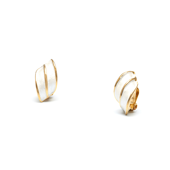 Rodney Holman 18ct Gold Plated Wing Clip On Earrings - White - Make Me Beautiful - the clip on earrings specialists Rodney Holman 18ct Gold Plated Wing Clip On Earrings - White