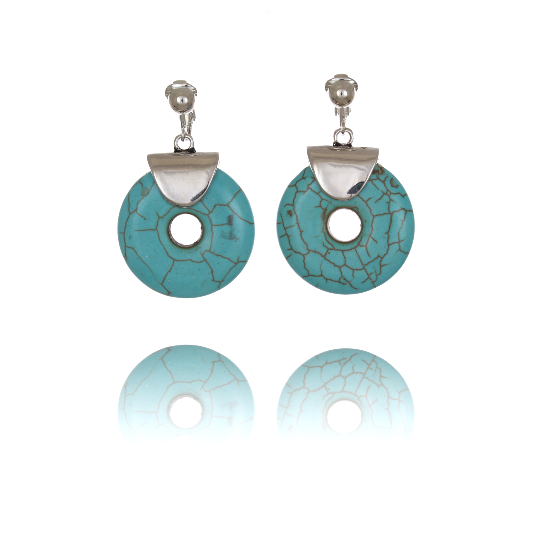 ERCL-RH-204 Rodney Holman Turquoise Hoop Clip On Earrings - Make Me Beautiful - the clip on earrings specialists ERCL-RH-204 Rodney Holman Turquoise Hoop Clip On Earrings