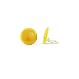 ERCL-SS-42 Dainty Button Clip On Earrings - Zesty Yellow