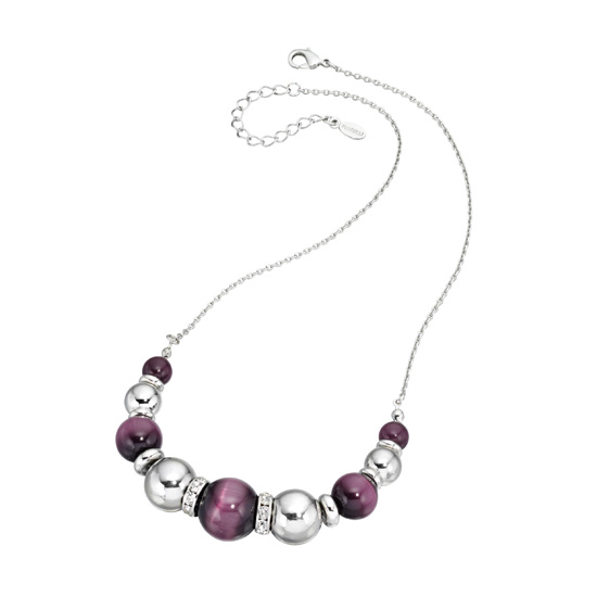 Fiorelli Silver and Catseye Purple Ball Necklace - Make Me Beautiful - the clip on earrings specialists Fiorelli Silver and Catseye Purple Ball Necklace