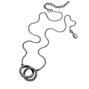 N-FIOR-94 Fiorelli Entwined Crystal Ring Necklace - Gunmetal