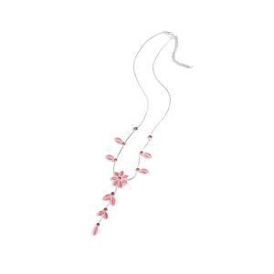 N-RH-1 Rodney Holman Flower Y Drop Necklace - Baby Pink