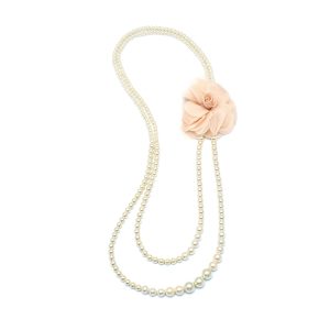NL-BML-3 Double Layered Beaded Necklace and Corsage - Pearl