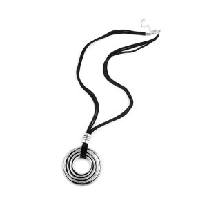 NL-LE-17 Look East Black and Silver-Tone Hoop Necklace