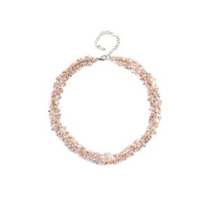 NL-LE-18 Look East Petite Multi Strand Pink Sequin Necklace
