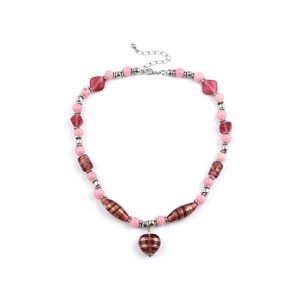 NL-LE-3 Look East Caramel Heart Necklace - Pink