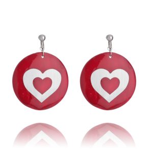 Accessories Red and Silver Heart Clip On Earrings