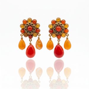 De Mulieribus Claris Warm Chandelier Clip On Earrings